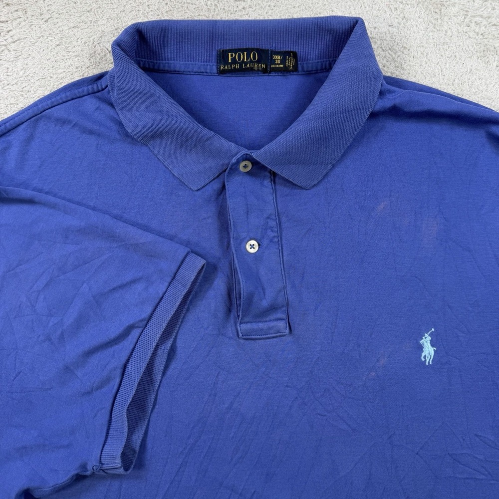 Polo Ralph Lauren Shirt Men 3XB Blue Short Sleeve Pony Collared Golf Cotton Top